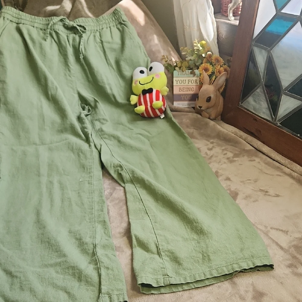 Green Wide-Leg Pants - Picture 1 of 10